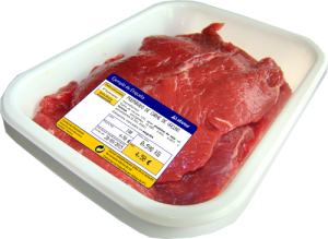 carne envasada etiquetada